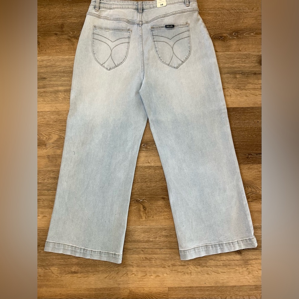 ROLLA'S Light Blue Flare Jeans high waist wide leg sz 34/16 - Picture 7 of 12